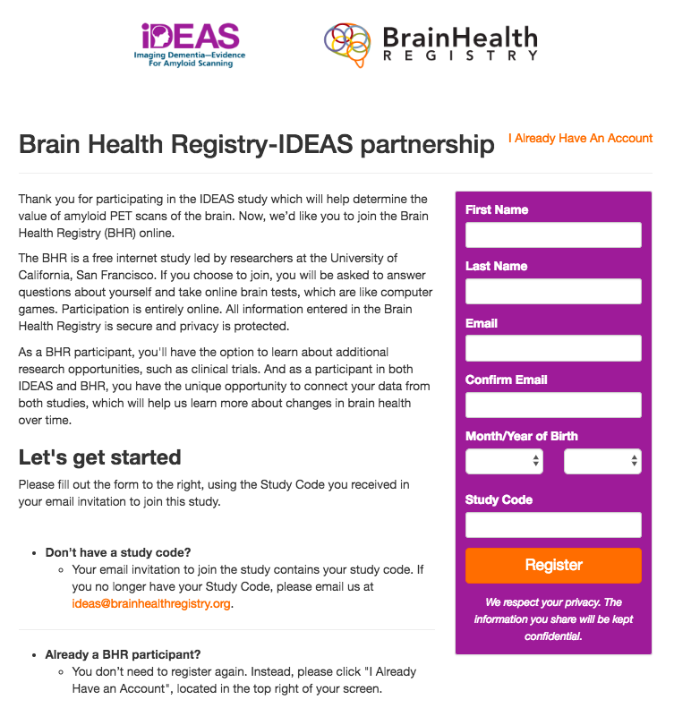 Co-Enrollment Programs, UCSF Brain Health Registry